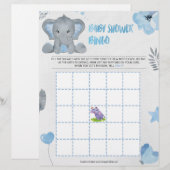 Baby shower Bingo [Baby olifant [Blauw] Briefhoofd (Voorkant / Achterkant)