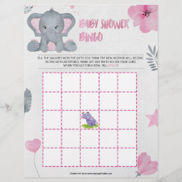 Baby Shower Bingo [Baby Olifant [Roze]] Briefhoofd