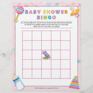 Baby shower Bingo [Baby roze] Briefhoofd