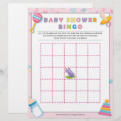 Baby shower Bingo [Baby roze] Briefhoofd (Voorkant / Achterkant)