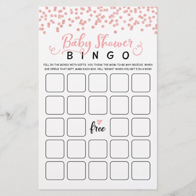 Baby shower Bingo Baby shower Party game (Voorkant)