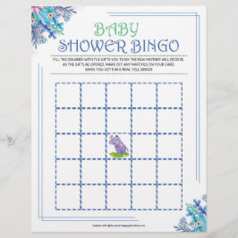 Baby shower Bingo [Blauwe Floral] Briefhoofd