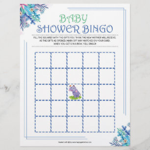 Baby shower Bingo [Blauwe Floral] Briefhoofd