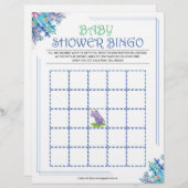 Baby shower Bingo [Blauwe Floral] Briefhoofd (Voorkant / Achterkant)
