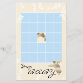 Baby shower BINGO "Blue/Cream Turtle" Flyer