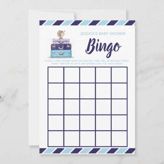Baby shower bingo Blue-game Kaart (Voorkant)