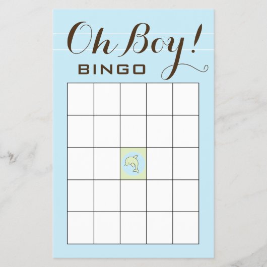 Baby shower BINGO "Blue Green Dolphin" Flyer (Voorkant)