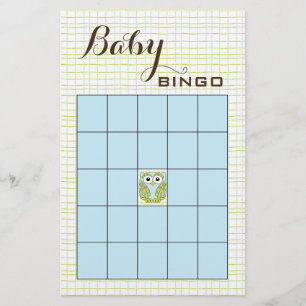 Baby shower BINGO Blue Green OWL Flyer