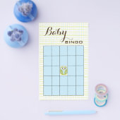 Baby shower BINGO Blue Green OWL Flyer (Enkel)