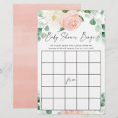 Baby shower bingo blush roze witte groen (Voorkant / Achterkant)