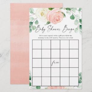 Baby shower bingo blush roze witte groen