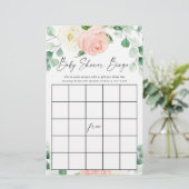Baby shower bingo blush roze witte groen (Staand voorkant)