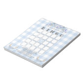 Baby shower Bingo BOHO Baby Blue Gingham Notitieblok (Linkerzijde)