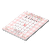 Baby shower Bingo BOHO Baby Coral Gingham Notitieblok (Linkerzijde)