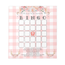 Baby shower Bingo BOHO Baby Coral Gingham Notitieblok