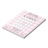 Baby shower Bingo BOHO Baby Pink Gingham Notitieblok (Linkerzijde)