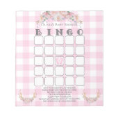 Baby shower Bingo BOHO Baby Pink Gingham Notitieblok (Voorkant)