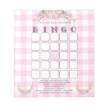 Baby shower Bingo BOHO Baby Pink Gingham