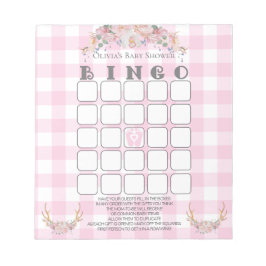 Baby shower Bingo BOHO Baby Pink Gingham Notitieblok