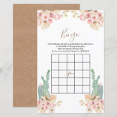 Baby shower Bingo Boho Cactus roze bloemen (Voorkant / Achterkant)