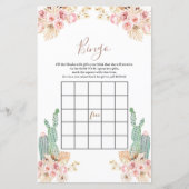Baby shower Bingo Boho Cactus roze bloemen (Voorkant)