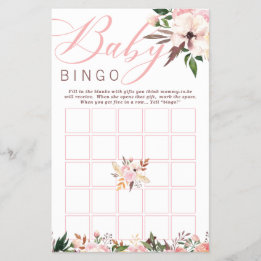 Baby shower Bingo, Boho met bloemen Flyer