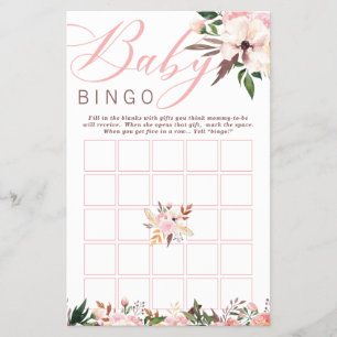 Baby shower Bingo, Boho met bloemen Flyer