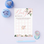 Baby shower Bingo, Boho met bloemen Flyer (Enkel)
