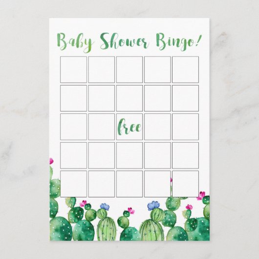 Baby shower Bingo Cactus Fiesta Theme Kaart (Voorkant)