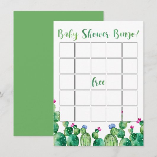 Baby shower Bingo Cactus Fiesta Theme Kaart (Voorkant / Achterkant)
