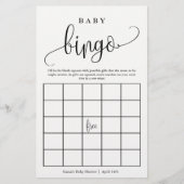 Baby shower Bingo Calligraphy Paper Game Kaart (Voorkant)