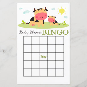 Baby shower bingo card