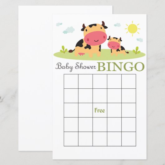 Baby shower bingo card (Voorkant / Achterkant)