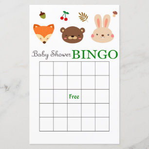 Baby shower bingo card