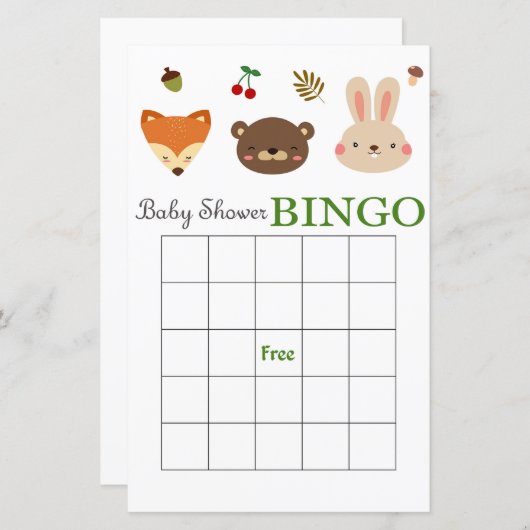 Baby shower bingo card (Voorkant / Achterkant)