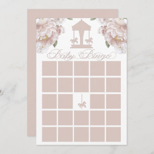 baby shower Bingo Card Carousel Floral Kaart