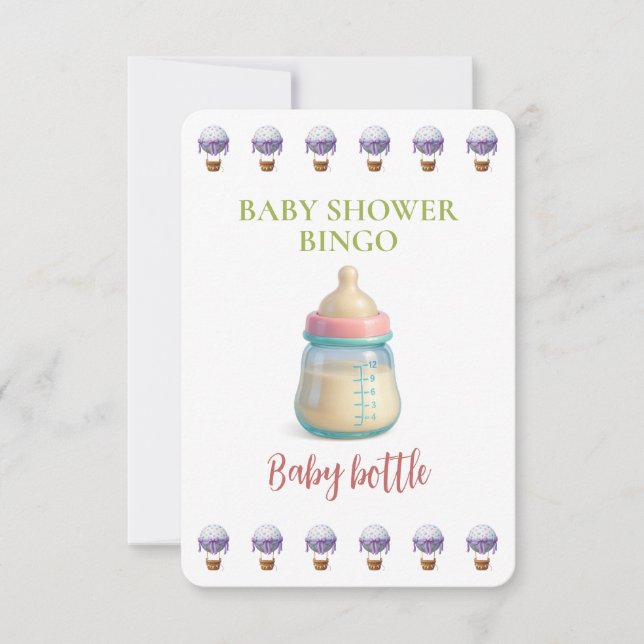 Baby Shower Bingo Card, Funny Game- Baby Bottle (Voorkant)