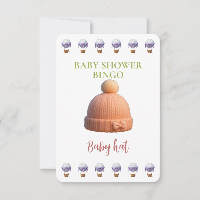 Baby Shower Bingo Card, Funny Game- Baby Hat (Voorkant)