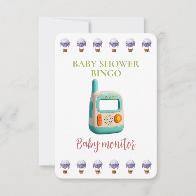 Baby Shower Bingo Card, Funny Game- Baby monitor (Voorkant)