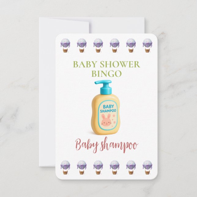 Baby Shower Bingo Card, Funny Game- Baby shampoo (Voorkant)