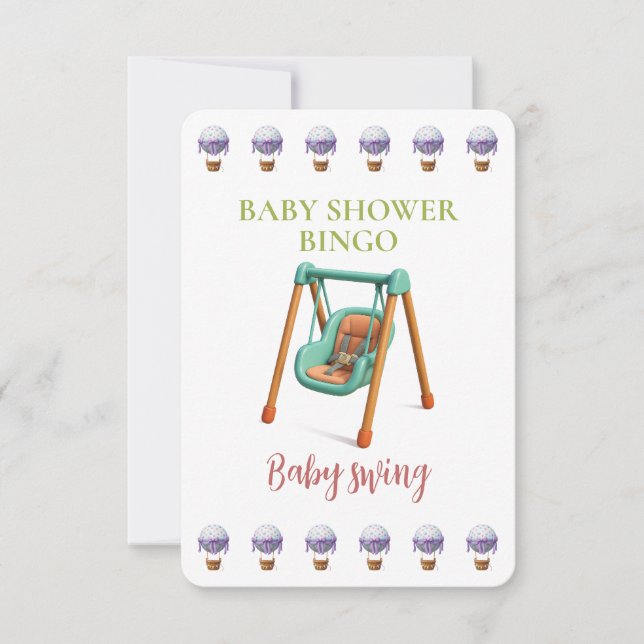Baby Shower Bingo Card, Funny Game- Baby swing (Voorkant)