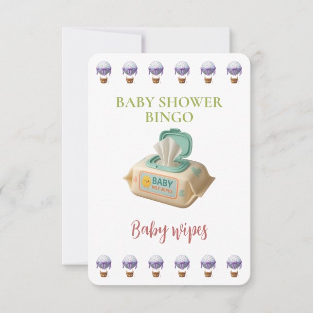 Baby Shower Bingo Card, Funny Game- Baby Wipes (Voorkant)