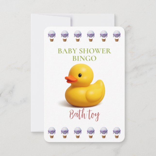 Baby Shower Bingo Card, Funny Game- Bath toy (Voorkant)