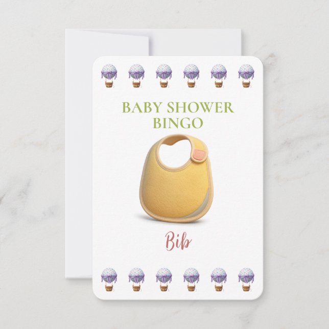 Baby Shower Bingo Card, Funny Game- Bib (Voorkant)