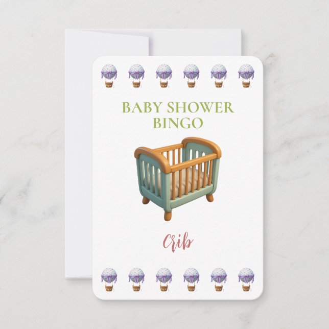 Baby Shower Bingo Card, Funny Game- Crib (Voorkant)