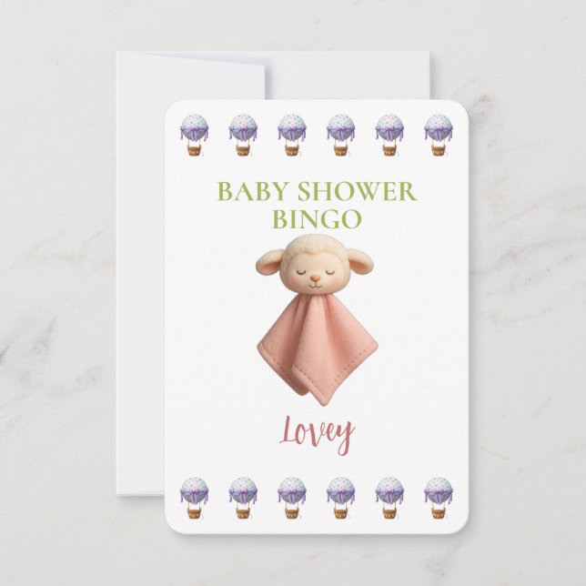 Baby Shower Bingo Card, Funny Game- Lovey (Voorkant)