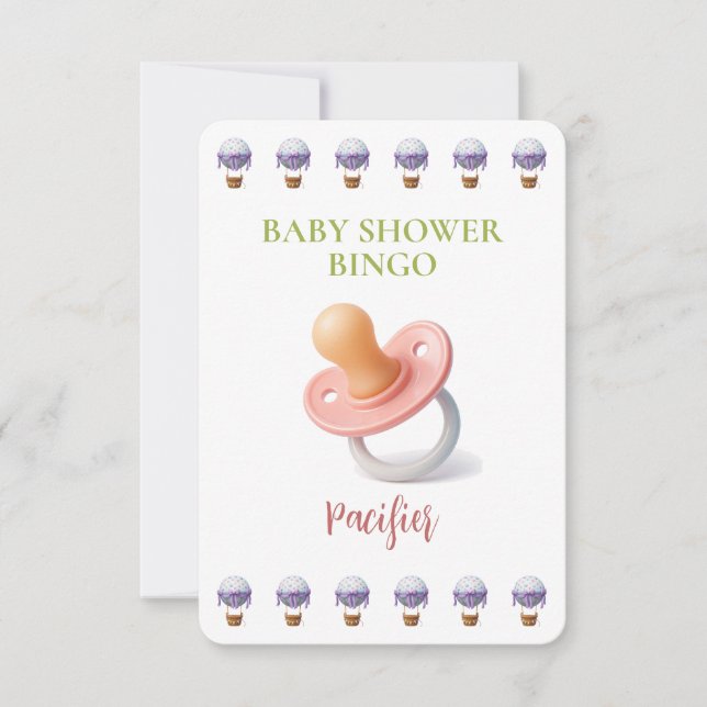 Baby Shower Bingo Card, Funny Game- Pacifier (Voorkant)