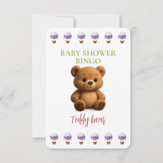 Baby Shower Bingo Card, Funny Game- Teddy Bear