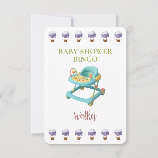 Baby Shower Bingo Card, Funny Game- Walker (Voorkant)