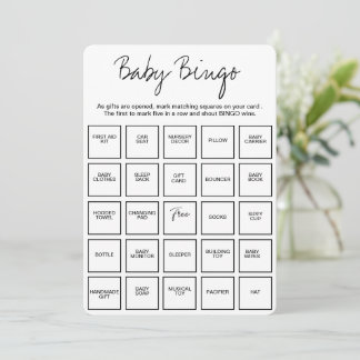 Baby Shower Bingo Cards, Unique Prefilled Baby Bin Kaart